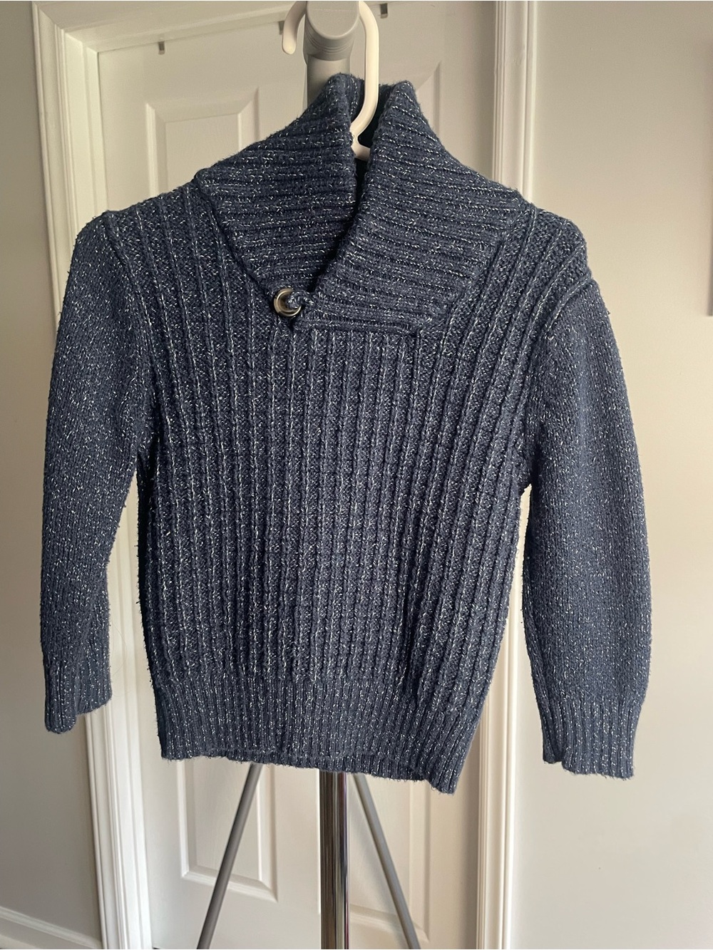 Cat & Jack Navy Ribbed Shawl Collar Sweater